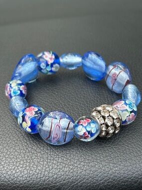 Glass Rhinestones Stretch Bracelet